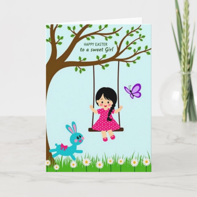 Swinging Spring Joy Kids Card (Front)
