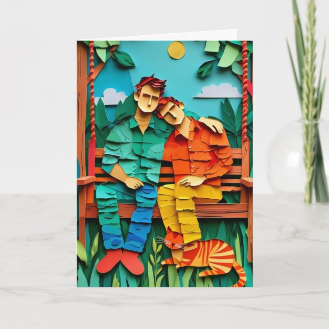 Swinging Sunset Embrace Card (Front)