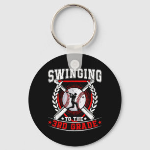 Swinging To The 3rd Grade Baseball First Day Of Keychain