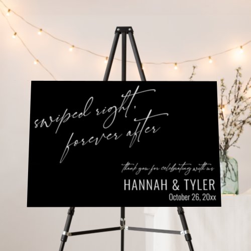 Swiped Right Forever After Black Wedding Sign