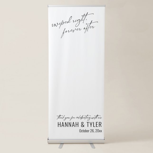 "Swiped Right, Forever After" Elegant Wedding Retractable Banner (Front)