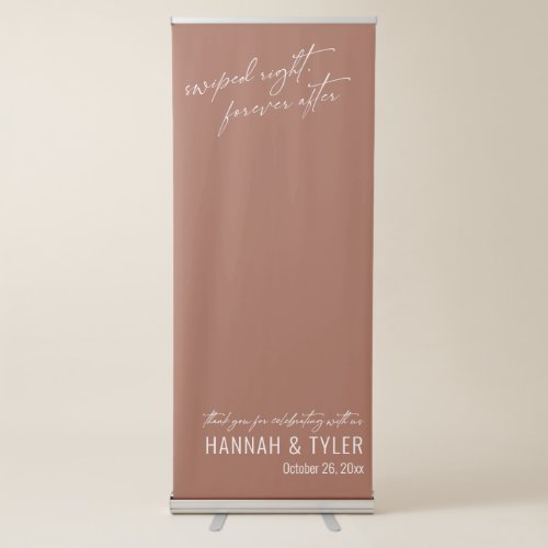 Swiped Right Forever After Terracotta Wedding Retractable Banner