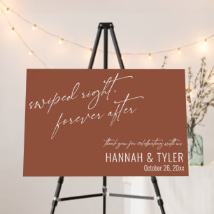 Swiped Right Forever After Terracotta Wedding Sign