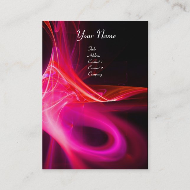 SWIRL 2 MONOGRAM Vibrant black pink red Business Card (Front)