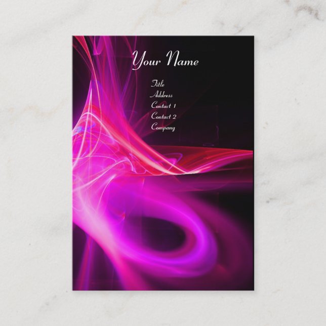 SWIRL 2 MONOGRAM Vibrant black pink red violet Business Card (Front)