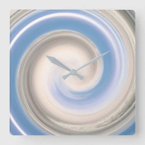 Swirl Blue White Patterns Swirling Abstract Grey Square Wall Clock