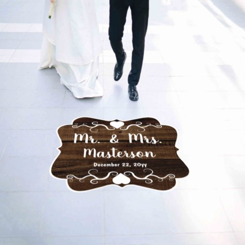 Swirl Branches  Hearts Wood Mr and Mrs Wedding  Floor Decals