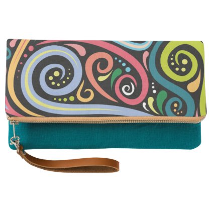 SWIRL CAT Teal Fold-Over Clutch