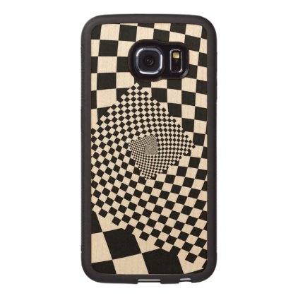 Swirl Checkerboard Wood Phone Case