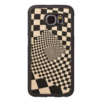 Swirl Checkerboard Wood Phone Case