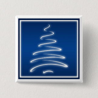 Swirl Christmas Tree Button in Blue