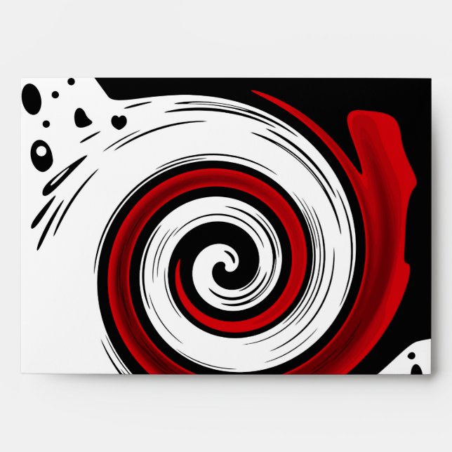 Swirl circle modern black red white colors envelope (Front)