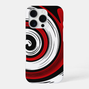 Swirl circle modern black red white colors iPhone 16 pro case