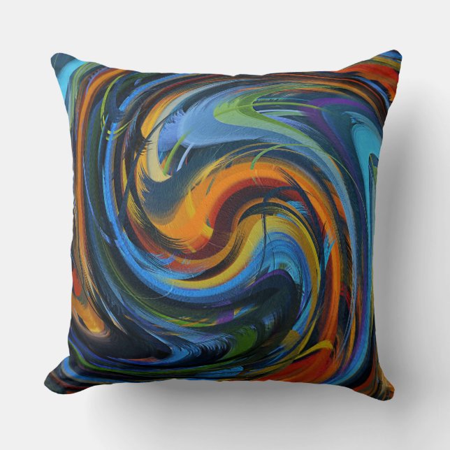 Swirl Colorful Abstract Art Throw Pillow (Front)