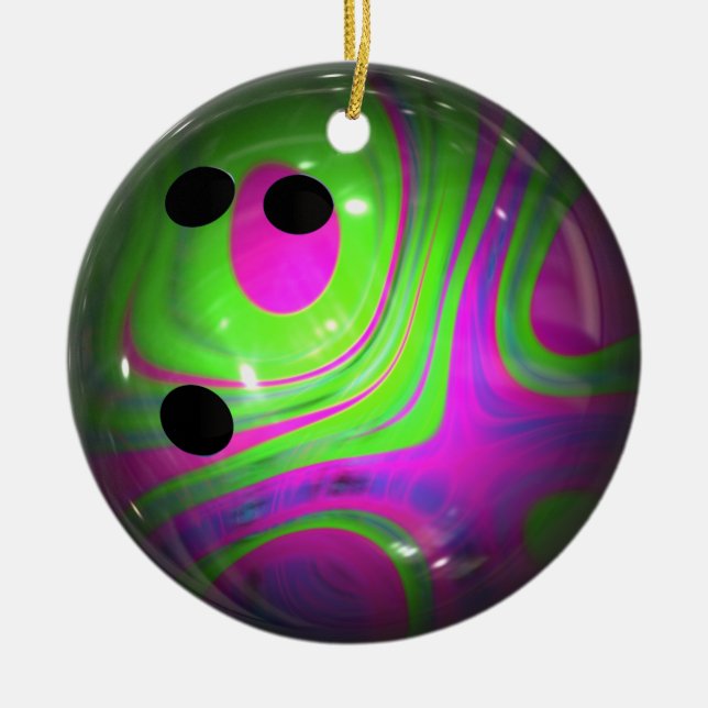 Swirl Colors Bowling Ball Ceramic Ornament (Front)
