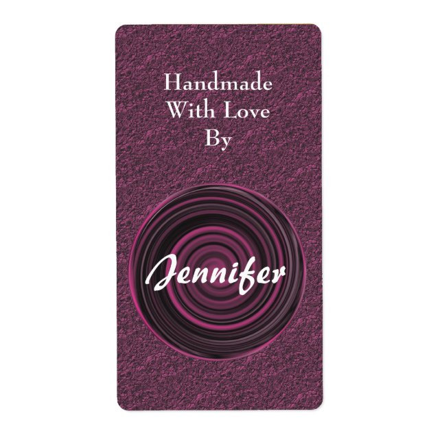 Swirl Design Personalized Handmade By  Label (Front)