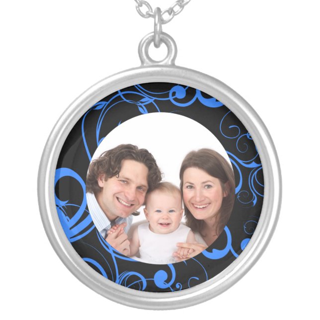 Swirl Design/ Photo Silver Plated Necklace (Front)
