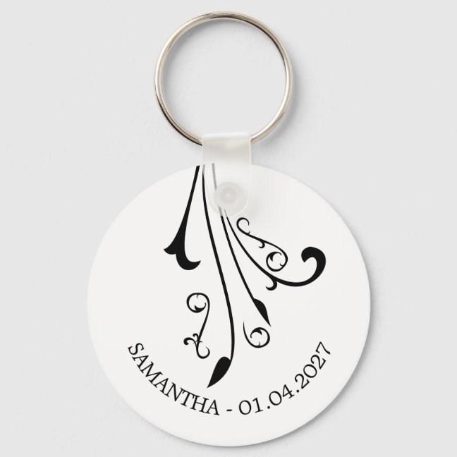 Swirl Elegant Ornament Horror Black Gothic Keychain