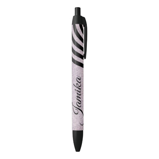 Swirl Faux Glitter Ombre Name Black Ink Pen (Bottom (Vertical))