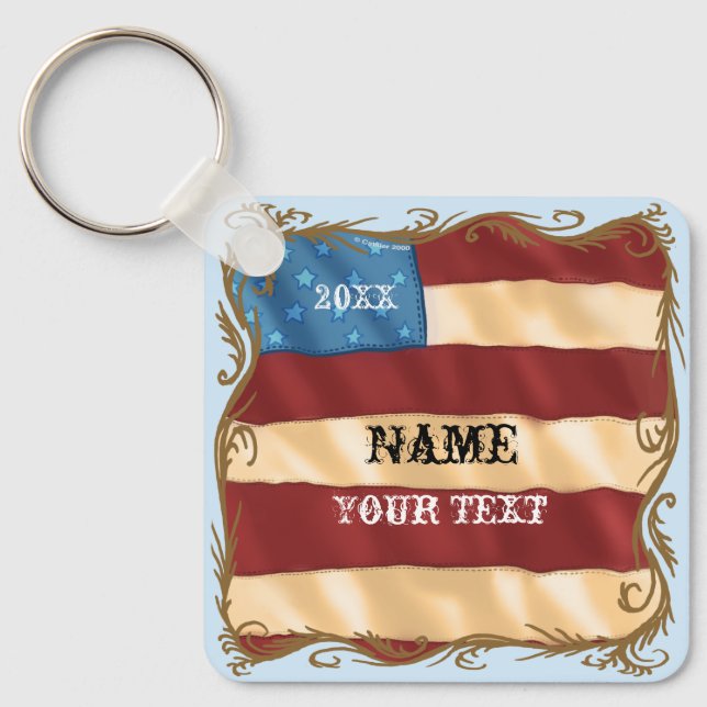Swirl Flag  Keychain (Front)