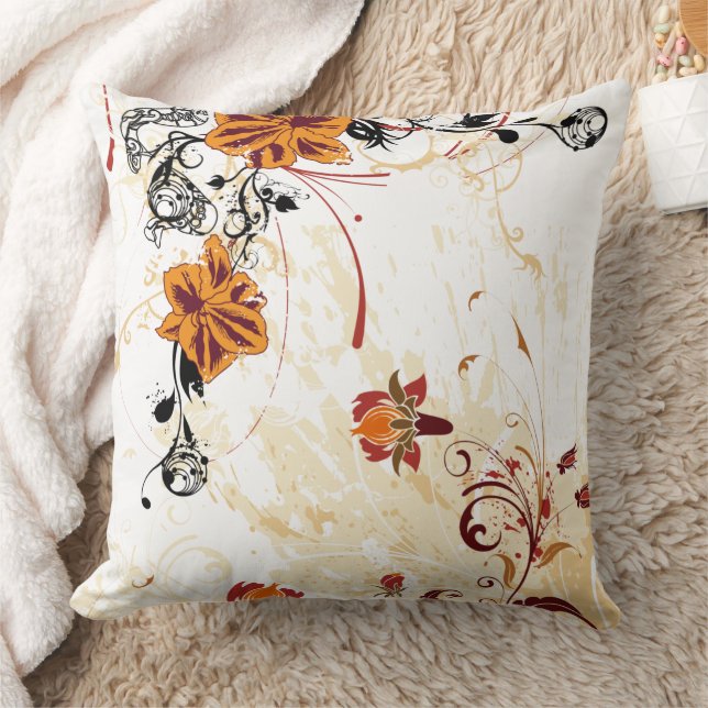 Swirl Floral Throw Pillow (Blanket)