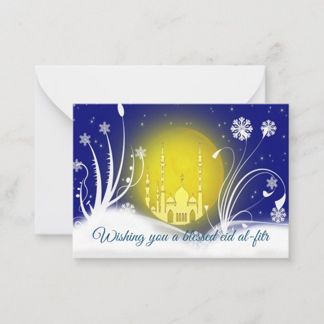 Swirl Flower On Winter Moon Note Card (Front)