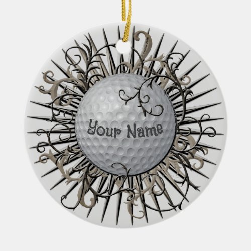 Swirl Golf golfer Ceramic Ornament