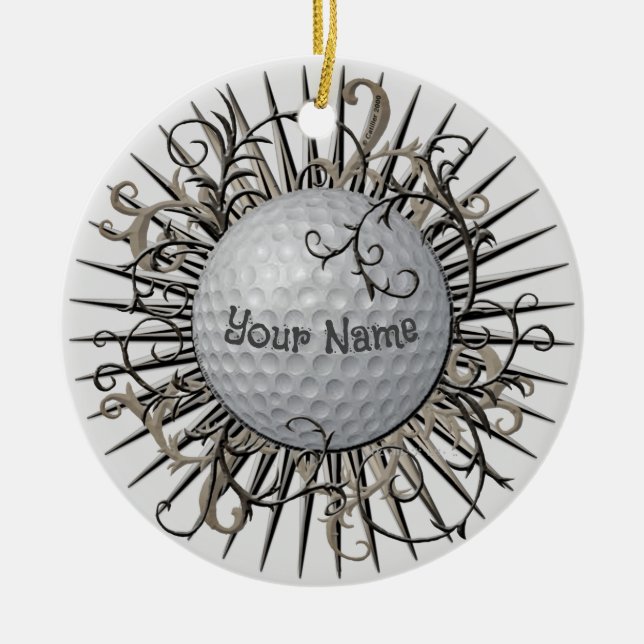 Swirl Golf golfer Ceramic Ornament (Front)