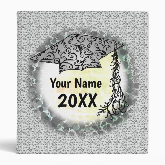 Swirl Grad Cap Graduation Binder (Front)