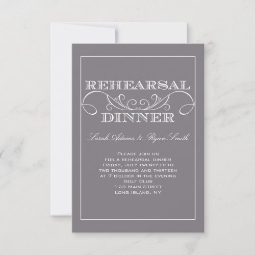 Swirl Gray Rehearsal Dinner Invitation