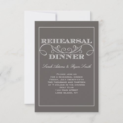 Swirl Grey Rehearsal Dinner Invitation