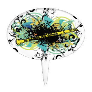 Swirl Grunge Clarinet Cake Topper