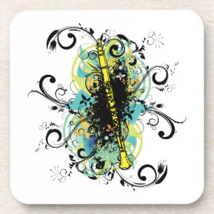 Swirl Grunge Clarinet Drink Coaster