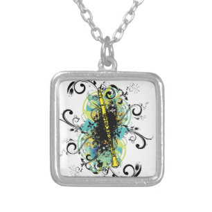 Swirl Grunge Clarinet Silver Plated Necklace