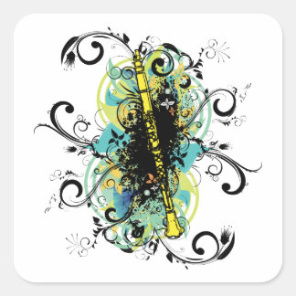 Swirl Grunge Clarinet Square Sticker
