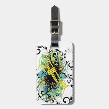 Swirl Grunge Trumpet Luggage Tag by marchingbandstuff at Zazzle