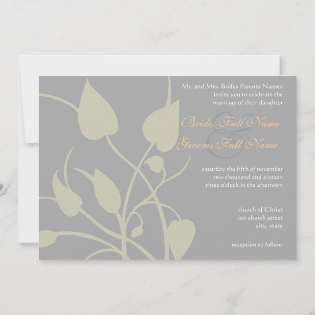 Swirl Leaves Wedding Invitation (Back)