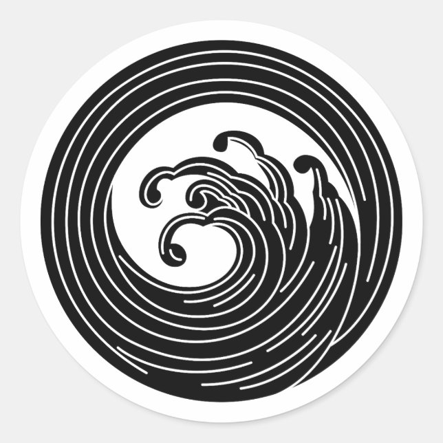 Swirl-like wave circle classic round sticker (Front)