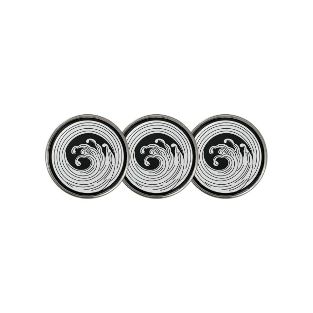 Swirl-like wave circle golf ball marker (3 Up)