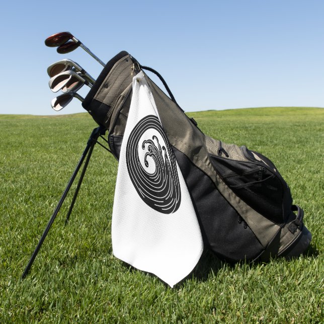 Swirl-like wave circle golf towel (Green)