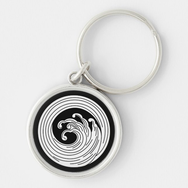 Swirl-like wave circle keychain (Front)