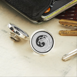 Swirl-like wave circle lapel pin