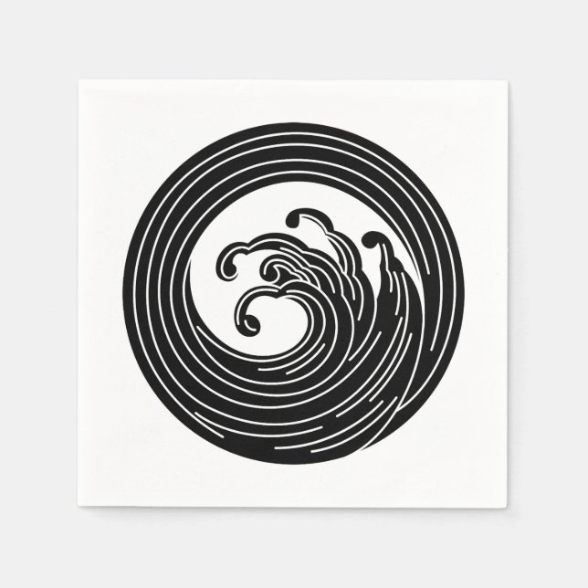 Swirl-like wave circle napkins (Front)