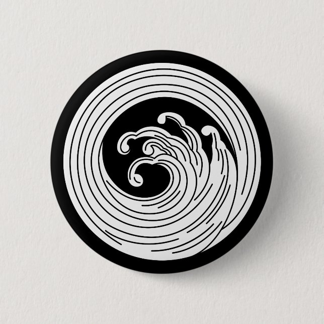 Swirl-like wave circle pinback button (Front)