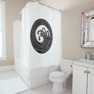 Swirl-like wave circle shower curtain