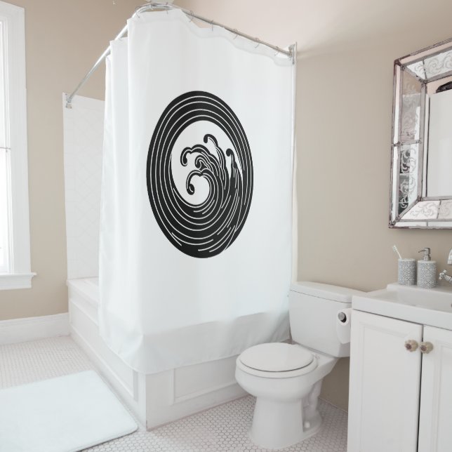 Swirl-like wave circle shower curtain (In Situ)