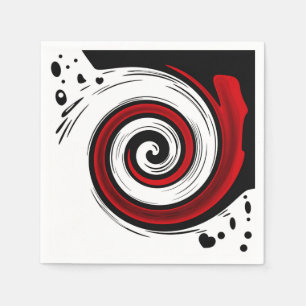 Swirl liquid circle modern black red white colors napkins