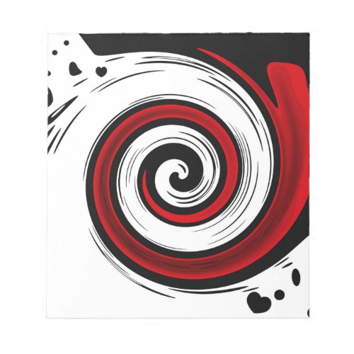 Swirl liquid circle modern black red white colors notepad