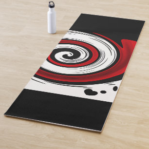 Swirl liquid circle modern black red white colors yoga mat