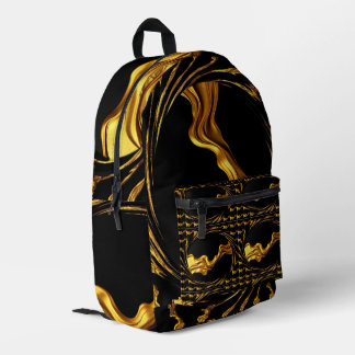 Swirl Liquid Gold Black Monochrome Christian Achem Printed Backpack